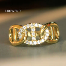 Load image into Gallery viewer, LUOWEND 18K White/Yellow Gold Fine Jewelry Real Natural Diamond Ring for Women
