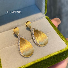 Load image into Gallery viewer, LUOWEND 18K Yellow Gold Natural Diamond Earrings for Women
