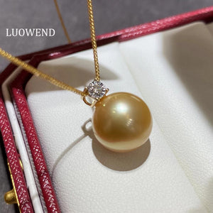LUOWEND 18K Yellow Gold Natural Gold Pearl Necklace for Women
