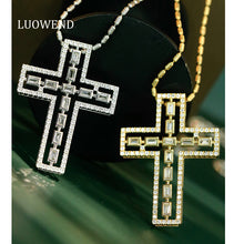 Load image into Gallery viewer, LUOWEND 18K White/Yellow Gold Real Natural Diamond Pendant for Women

