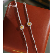 Load image into Gallery viewer, LUOWEND 18K White Gold Fine Jewelry Real Natural Yellow Diamond Bracelet for Women

