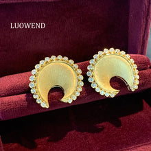 Load image into Gallery viewer, LUOWEND 18K Yellow Gold Natural Diamond Earrings for Women
