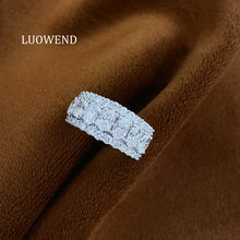 Load image into Gallery viewer, LUOWEND 18K White Gold Natural Diamond Ring for Women
