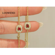 Load image into Gallery viewer, LUOWEND 18K Yellow Gold Natural Ruby Bracelet for Women

