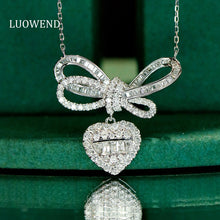 Load image into Gallery viewer, LUOWEND 18K White Gold Real Natural Diamond Pendant Necklace for Women
