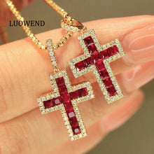 Load image into Gallery viewer, LUOWEND 18K Yellow Gold Fine Jewelry Real Natural Ruby Pendant for Women
