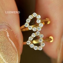 Load image into Gallery viewer, LUOWEND 18K White/Yellow Gold Real Natural Diamond Earrings for Women
