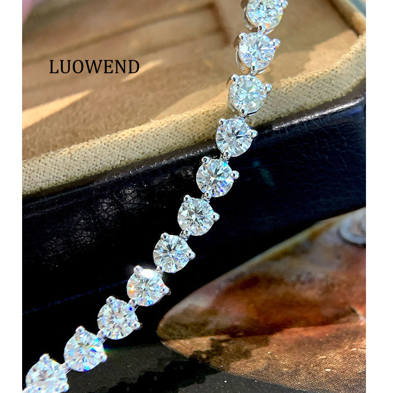 LUOWEND 18K White Gold 8.0carat Natural Diamond Bracelet for Women