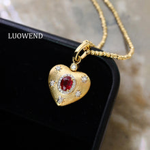 Load image into Gallery viewer, LUOWEND 18K Yellow Gold Natural Ruby Pendant for Women
