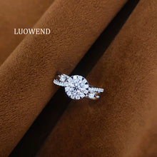 Load image into Gallery viewer, LUOWEND 18K White Gold Natural Diamond Ring for Women
