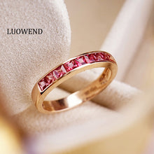 Load image into Gallery viewer, LUOWEND 18K Rose Gold Real Natural Gemstone Ring for Women
