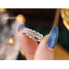Load image into Gallery viewer, LUOWEND 18K White Gold Natural Diamond Ring for Women
