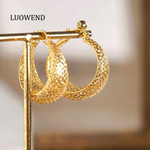 Load image into Gallery viewer, LUOWEND 18K Yellow Gold Earrings for Women

