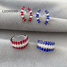 Load image into Gallery viewer, LUOWEND 18K White Gold Natural Gemstone Ring for Women
