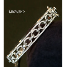 Load image into Gallery viewer, LUOWEND 18K White Gold Real Natural Diamond Bangle for Women
