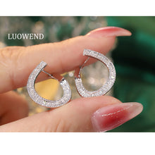 Load image into Gallery viewer, LUOWEND 18K White or Yellow Gold Natural Diamond Earrings for Women
