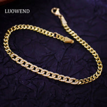 Load image into Gallery viewer, LUOWEND 18K Yellow Gold Real Natural Diamond Bracelet for Women
