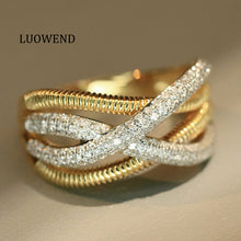 Load image into Gallery viewer, LUOWEND 18K Yellow Gold Fine Jewelry Real Natural Diamond Ring for Women
