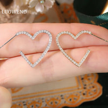 Load image into Gallery viewer, LUOWEND 18K White or Yellow Gold Natural Diamond Earrings for Women
