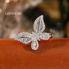 Load image into Gallery viewer, LUOWEND 18K White Gold Natural Diamond Ring for Women
