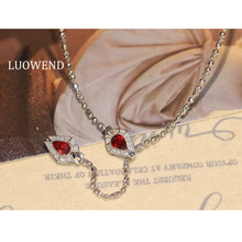 Load image into Gallery viewer, LUOQWEND 18K White Gold Natural Ruby Necklace for Women
