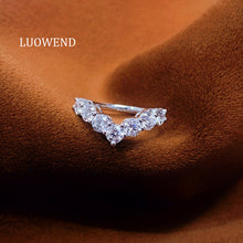 Load image into Gallery viewer, LUOWEND 18K White Gold Natural Diamond Ring for Women
