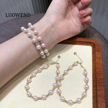 Load image into Gallery viewer, LUOWEND 18K Yellow Gold Natural Pink Akoya Pearl Bracelet for Women
