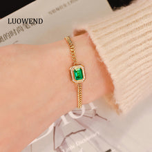 Load image into Gallery viewer, LUOWEND 18K Yellow Gold Real Natural Diamond&amp;Emerald Bracelet and Necklace for Women
