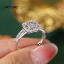 Load image into Gallery viewer, LUOWEND 18K White Gold Real Natural Diamond Ring for Women
