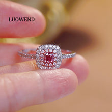 Load image into Gallery viewer, LUOWEND 18K White Gold Natural Pink Diamond Ring for Women
