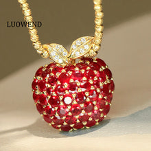 Load image into Gallery viewer, LUOWEND 18K Yellow Gold Natural Ruby Pendant for Women
