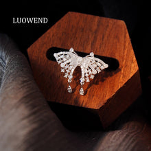 Load image into Gallery viewer, LUOWEND 18K White Gold Real Natural Diamond Earrings and Ring for Women

