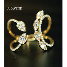 Load image into Gallery viewer, LUOWEND 18K White/Yellow Gold Fine Jewelry Real Natural Diamond Ring for Women
