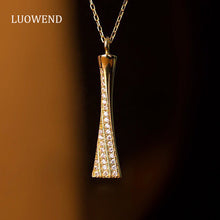 Load image into Gallery viewer, LUOWEND 18K Yellow or Rose Gold Real Natural Diamond Pendant Necklace for Women

