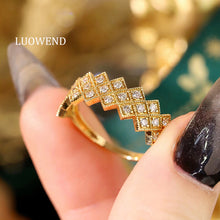 Load image into Gallery viewer, LUOWEND 18K Yellow Gold Natural Diamond Ring for Women
