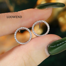 Load image into Gallery viewer, LUOWEND 18K White or Yellow Gold Natural Diamond Earrings for Women
