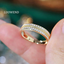 Load image into Gallery viewer, LUOWEND 18K Yellow Gold Natural Diamond Ring for Women
