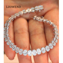 Load image into Gallery viewer, LUOWEND 18K White Gold Natural Diamond Bracelet for Women
