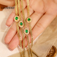 Load image into Gallery viewer, LUOWEND 18K Yellow Gold Real Natural Gemstone Bracelet and Necklace for Women
