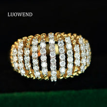 Load image into Gallery viewer, LUOWEND 18K Yellow Gold Fine Jewelry Real Natural Diamond Ring for Women
