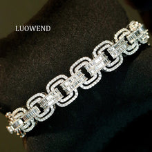 Load image into Gallery viewer, LUOWEND 18K White Gold Real Natural Diamond Bangle for Women
