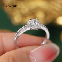 Load image into Gallery viewer, LUOWEND 18K White Gold Real Natural Diamond Ring for Women
