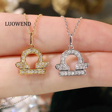 Load image into Gallery viewer, LUOWEND 18K White or Yellow Gold Natural Diamond Necklace for Women
