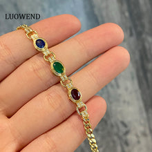 Load image into Gallery viewer, LUOWEND 18K Yellow Gold Natural Gemstone Bracelet for Women
