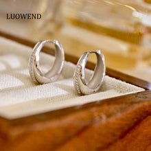 Load image into Gallery viewer, LUOWEND 18K White or Yellow Gold Real Natural Diamond Hoop Earrings for Women
