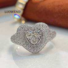 Load image into Gallery viewer, LUOWEND 18K White Gold Fine Jewelry Real Natural Diamond Ring for Women
