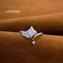 Load image into Gallery viewer, LUOWEND 18K White Gold Natural Diamond Ring for Women
