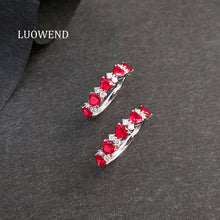 Load image into Gallery viewer, LUOWEND 18K White Gold Natural Ruby Ring for Women
