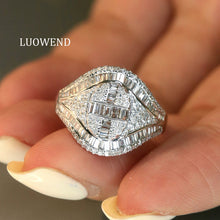 Load image into Gallery viewer, LUOWEND 18K White Gold Natural Diamond Ring for Women
