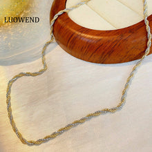 Load image into Gallery viewer, LUOWEND 18K White+Yellow Gold Necklace for Women
